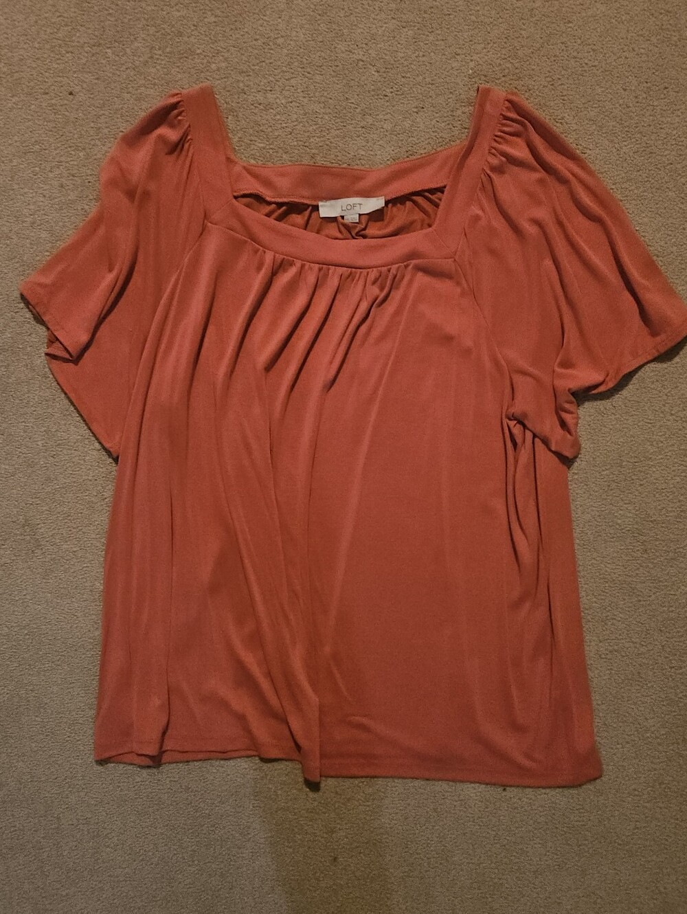 LOFT Women's Coral Scoop Neck Short Sleeve Blouse